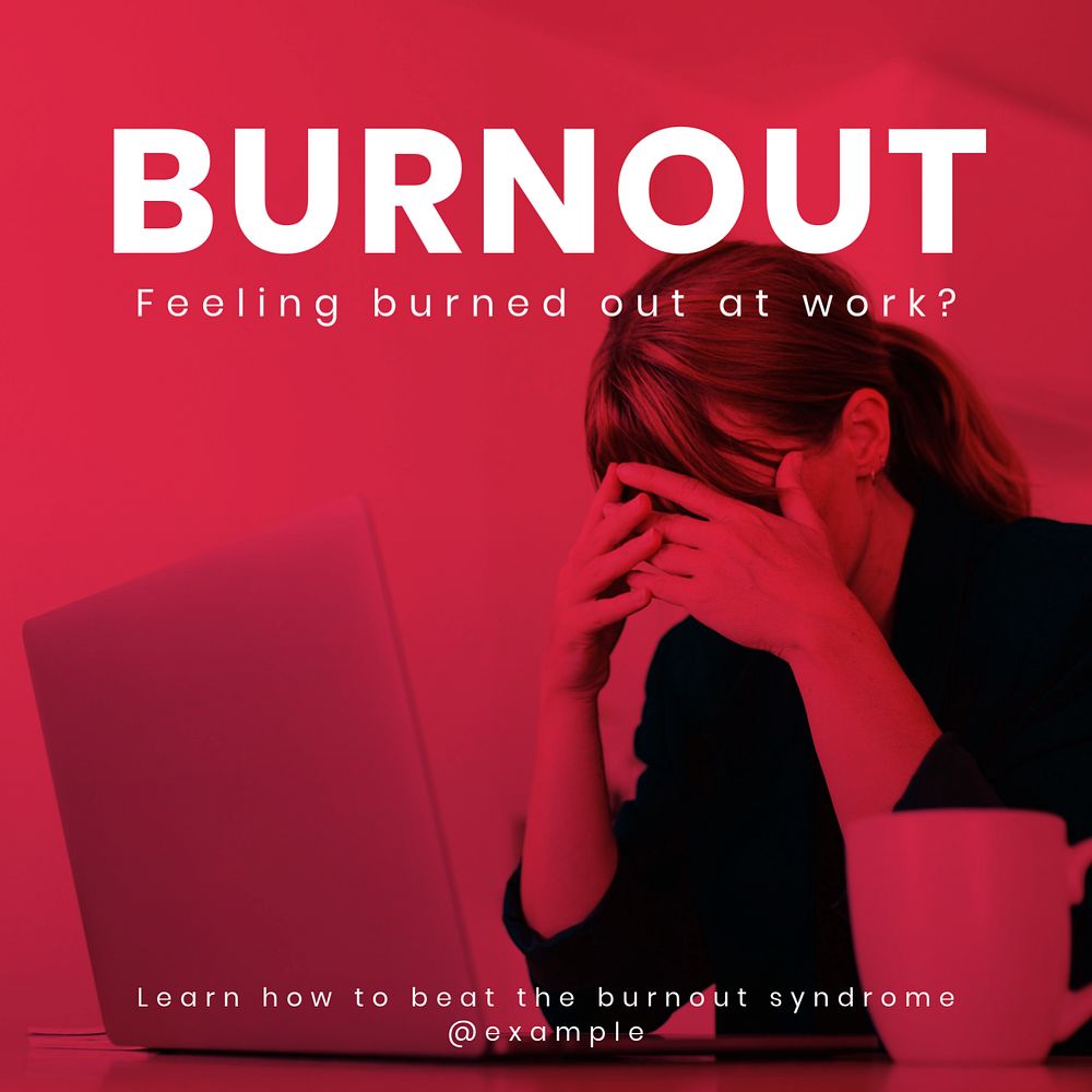 Burnout & stress Instagram post template, editable text
