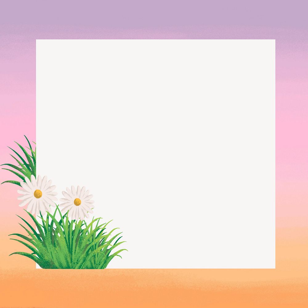 Editable daisy flower gradient frame, painting illustration