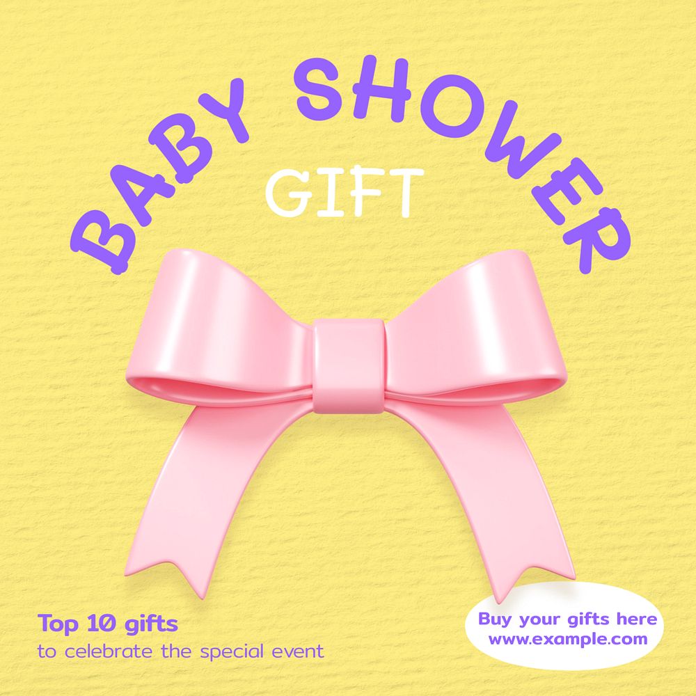 Baby shower gifts Instagram post template, editable text