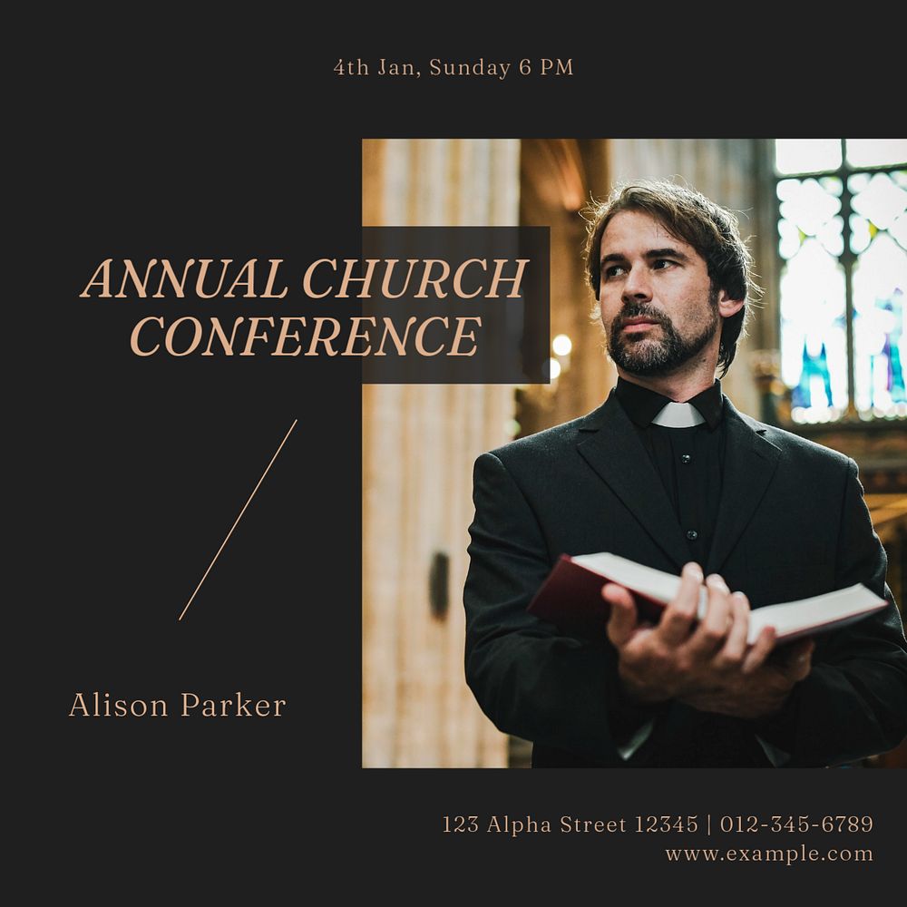 Annual church conference Instagram post template, editable text