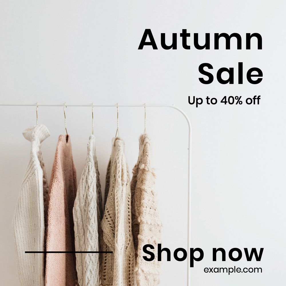 Autumn sale Instagram post template, editable text