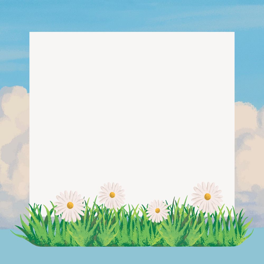 Editable daisy flower gradient frame, painting illustration