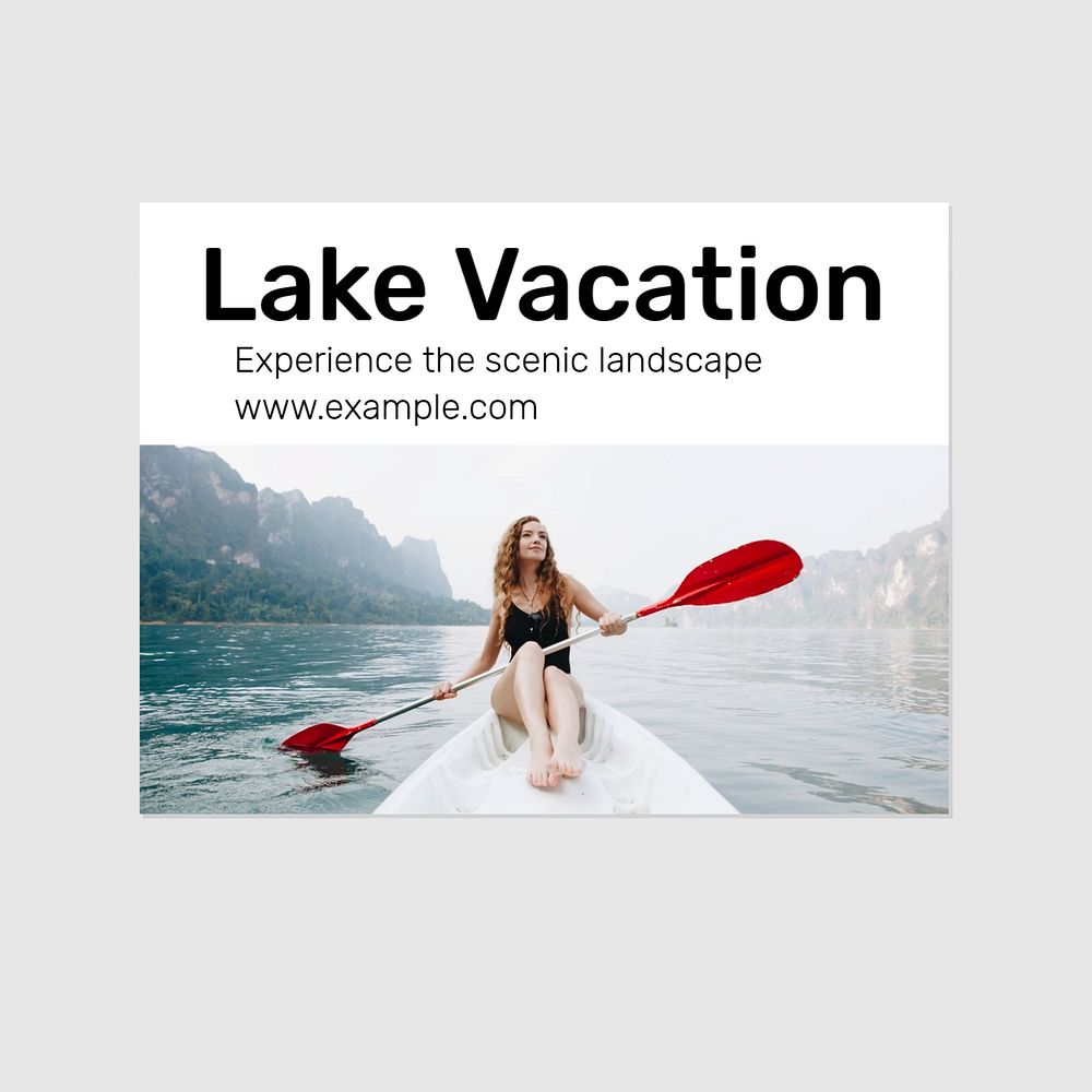 Lake vacation Instagram post template, editable text