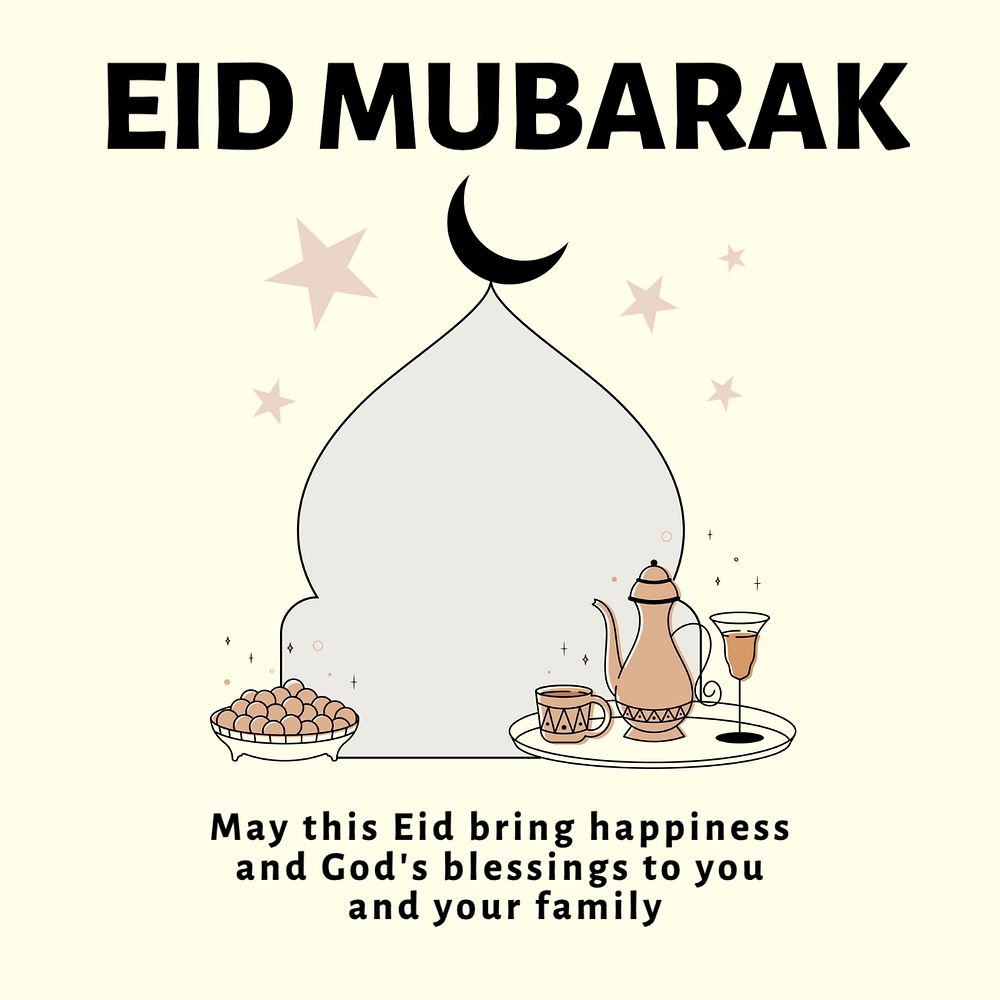 Eid Mubarak Instagram post template, editable text