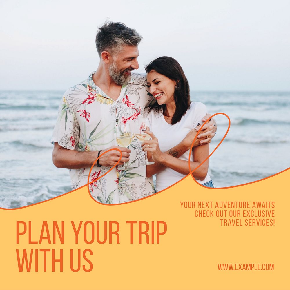 Travel agency Instagram post template, editable text