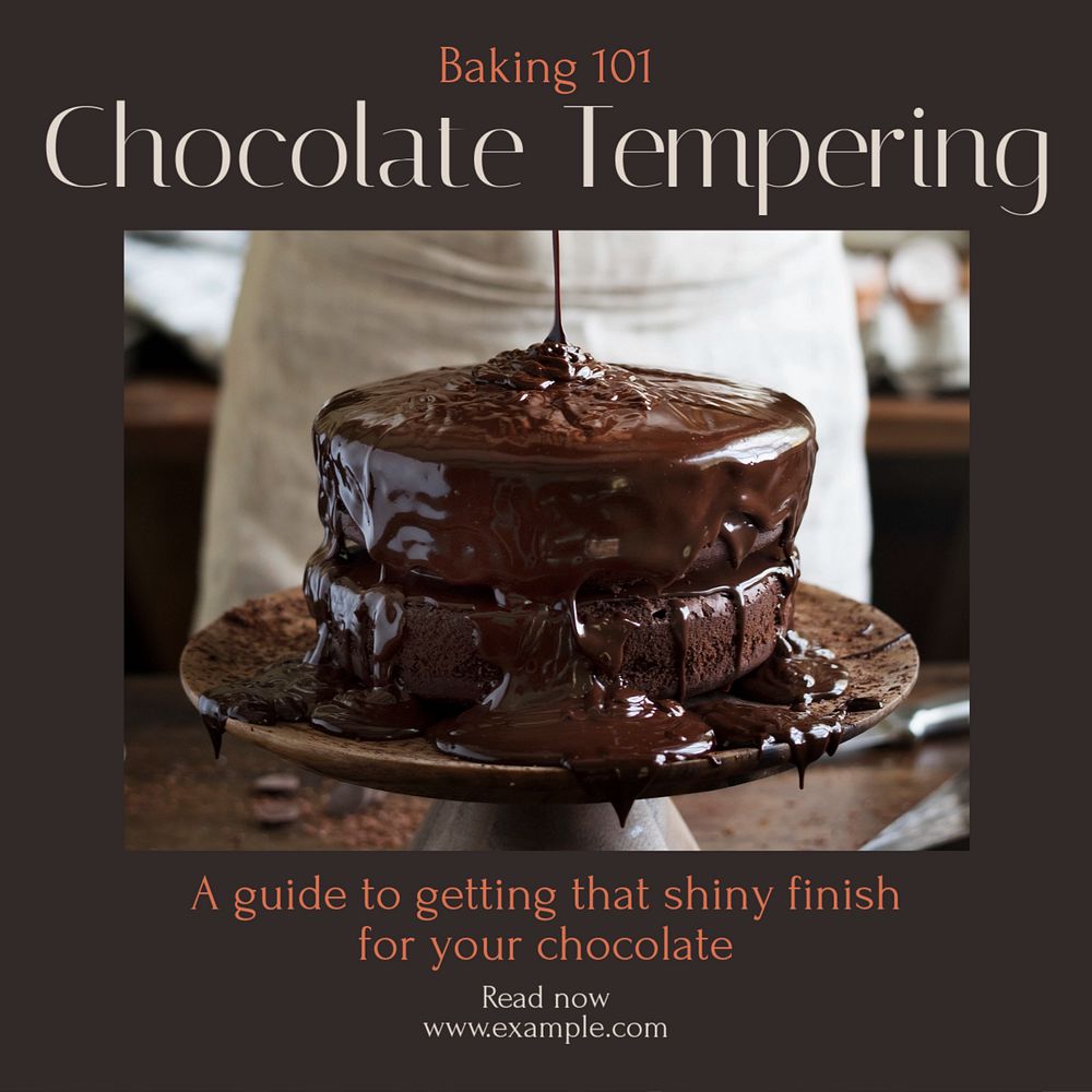 Chocolate tempering Instagram post template, editable text