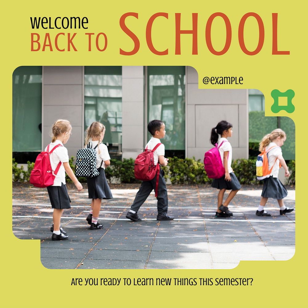 Back to school Instagram post template, editable design