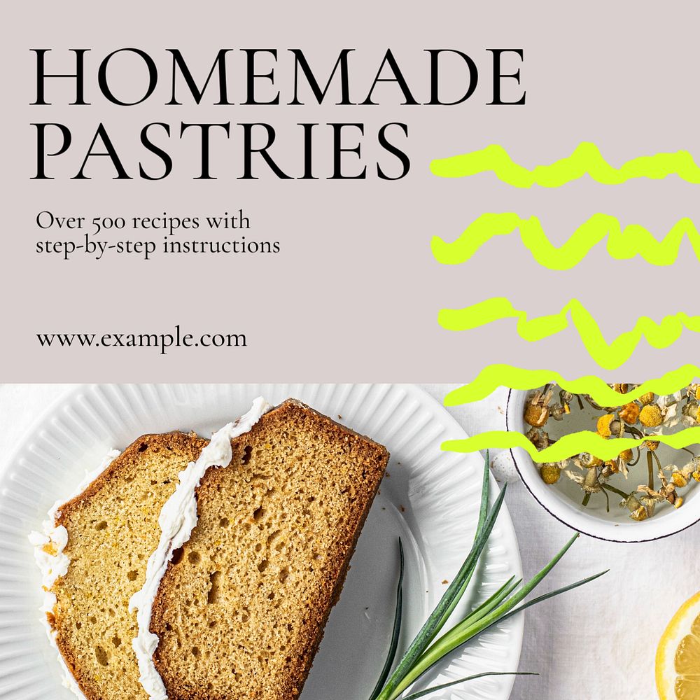 Homemade pastries Instagram post template, editable text