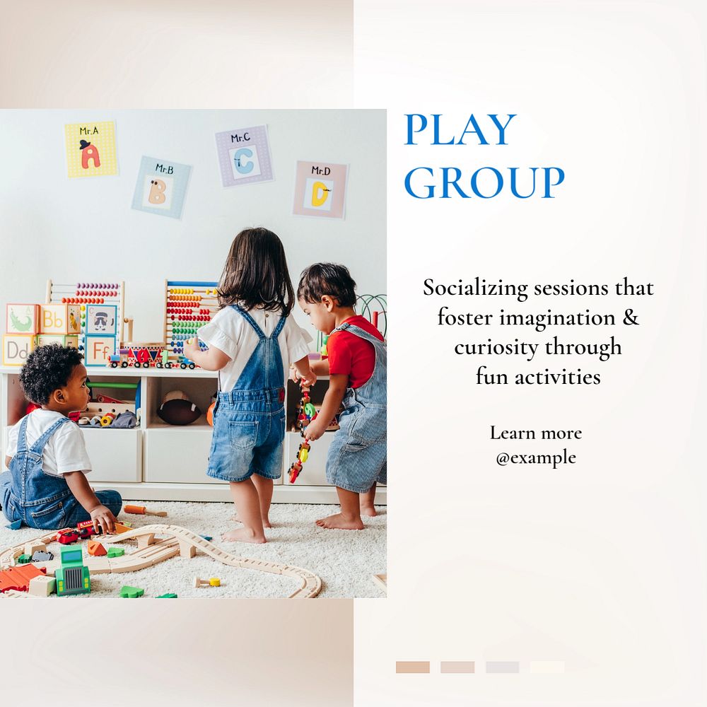 Children playgroup Instagram post template, editable text