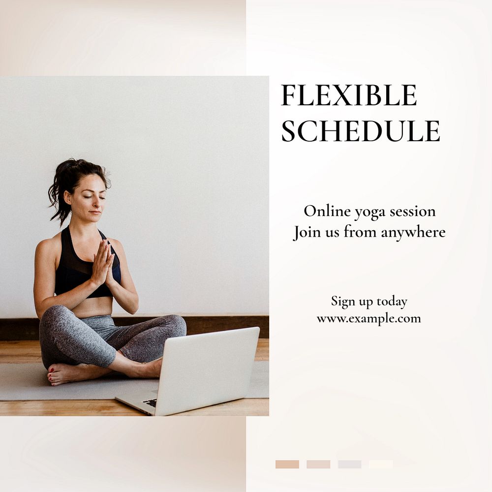 Online yoga session Instagram post template, editable text