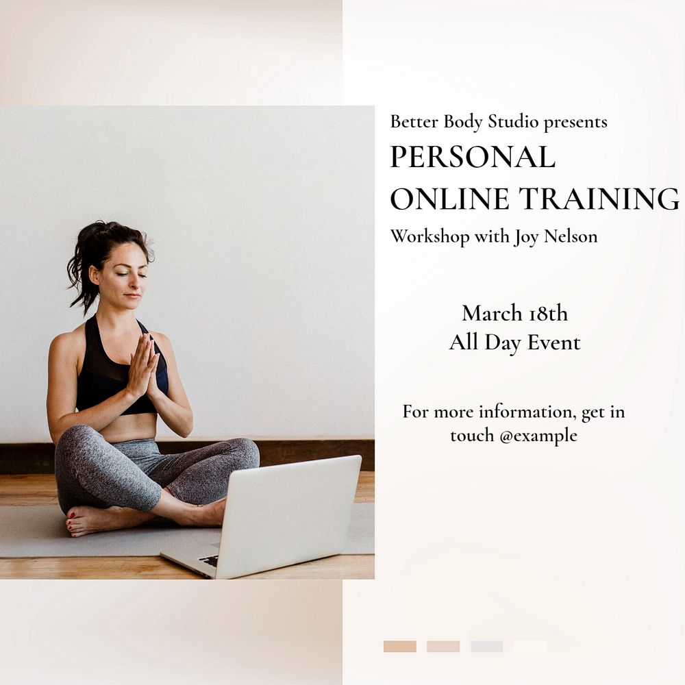 Online training Instagram post template, editable text
