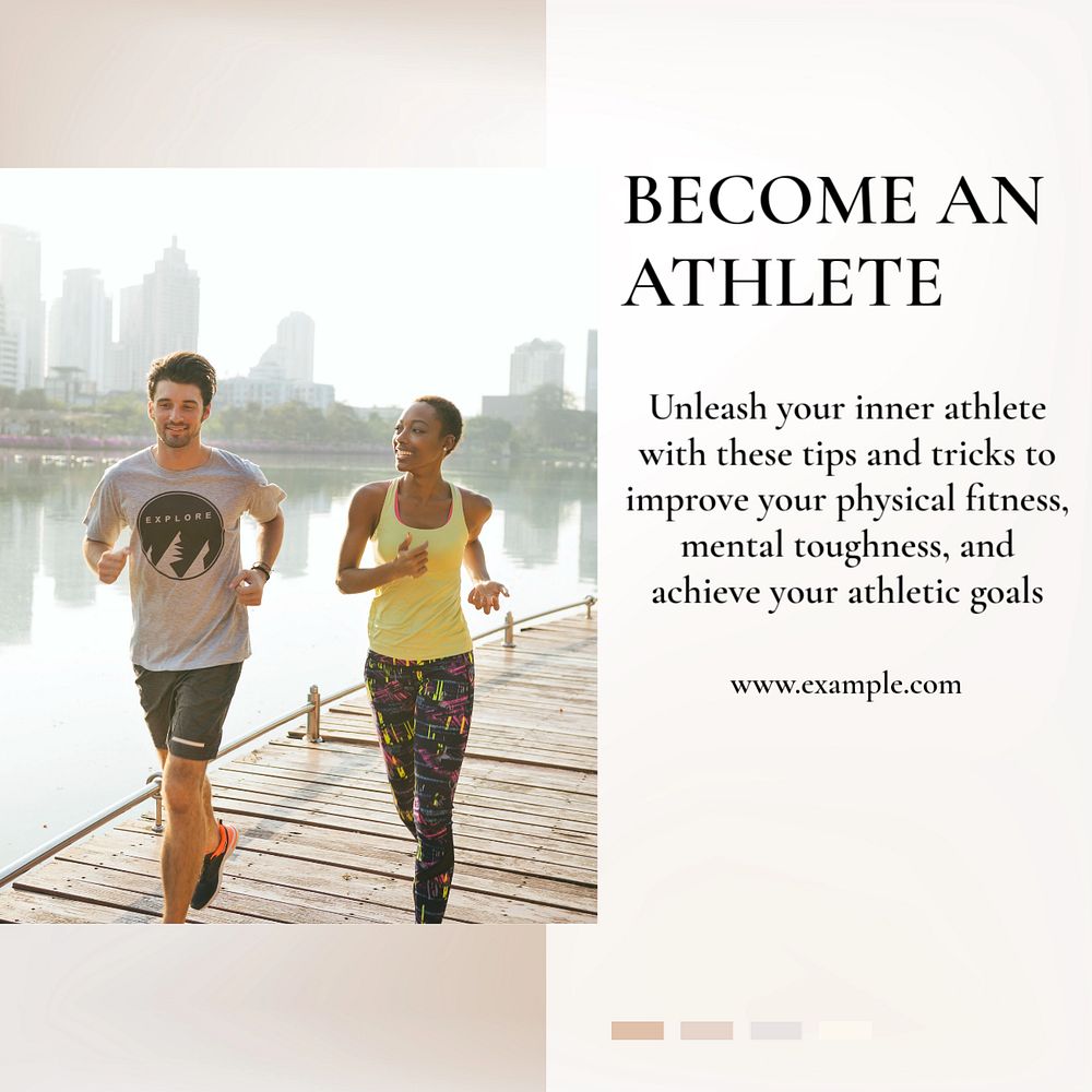 Become an athlete Instagram post template, editable text