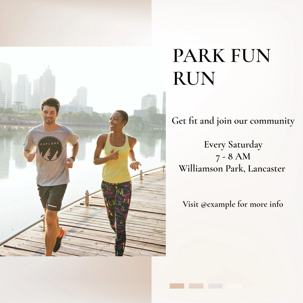 Park fun run Instagram post template, editable text