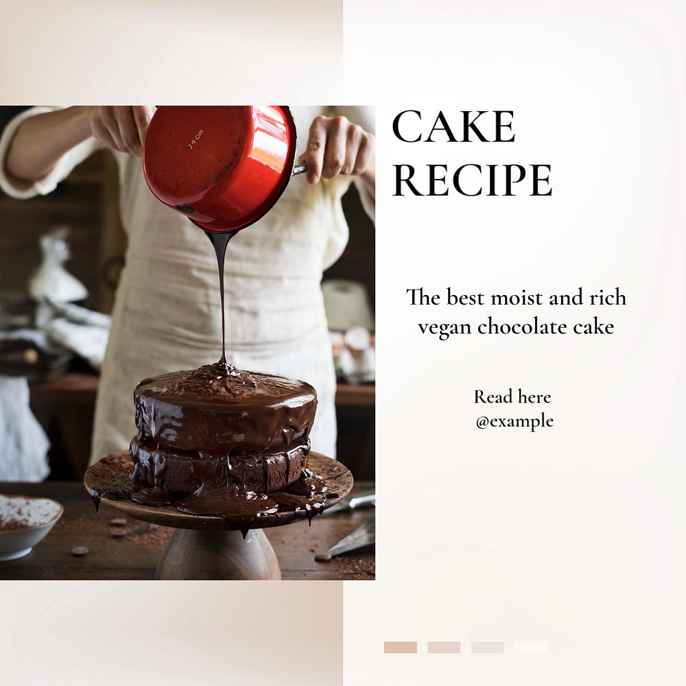 Cake recipe Instagram post template, editable text