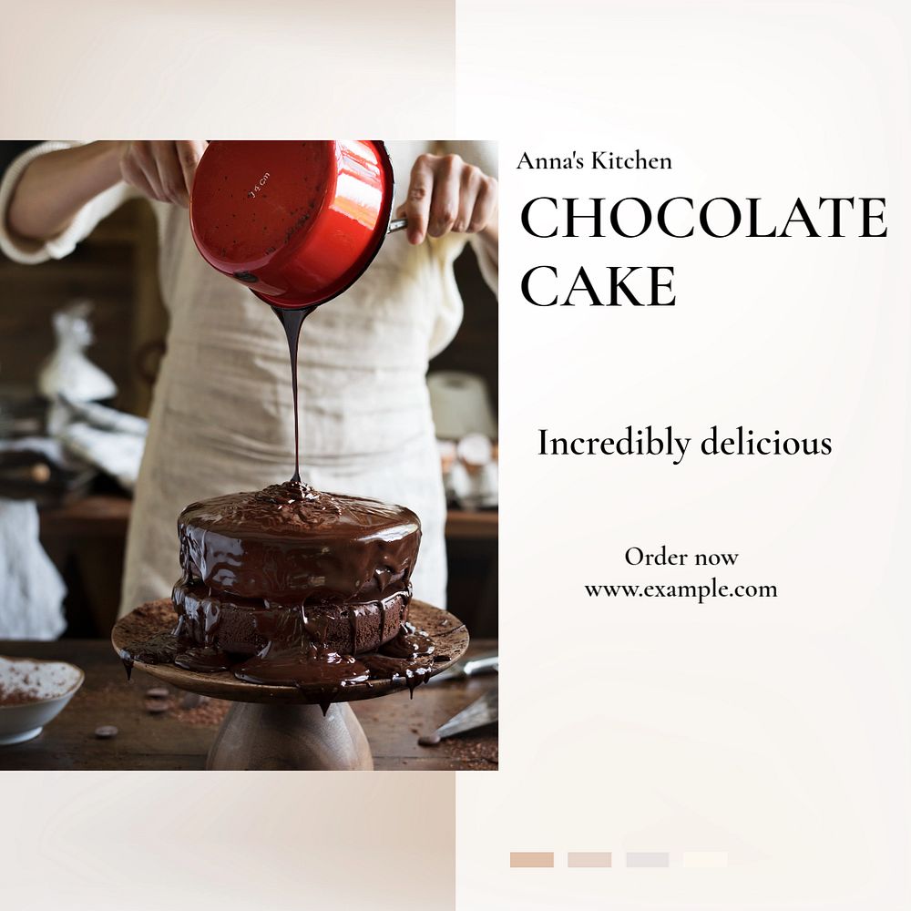 Chocolate cake Instagram post template, editable text