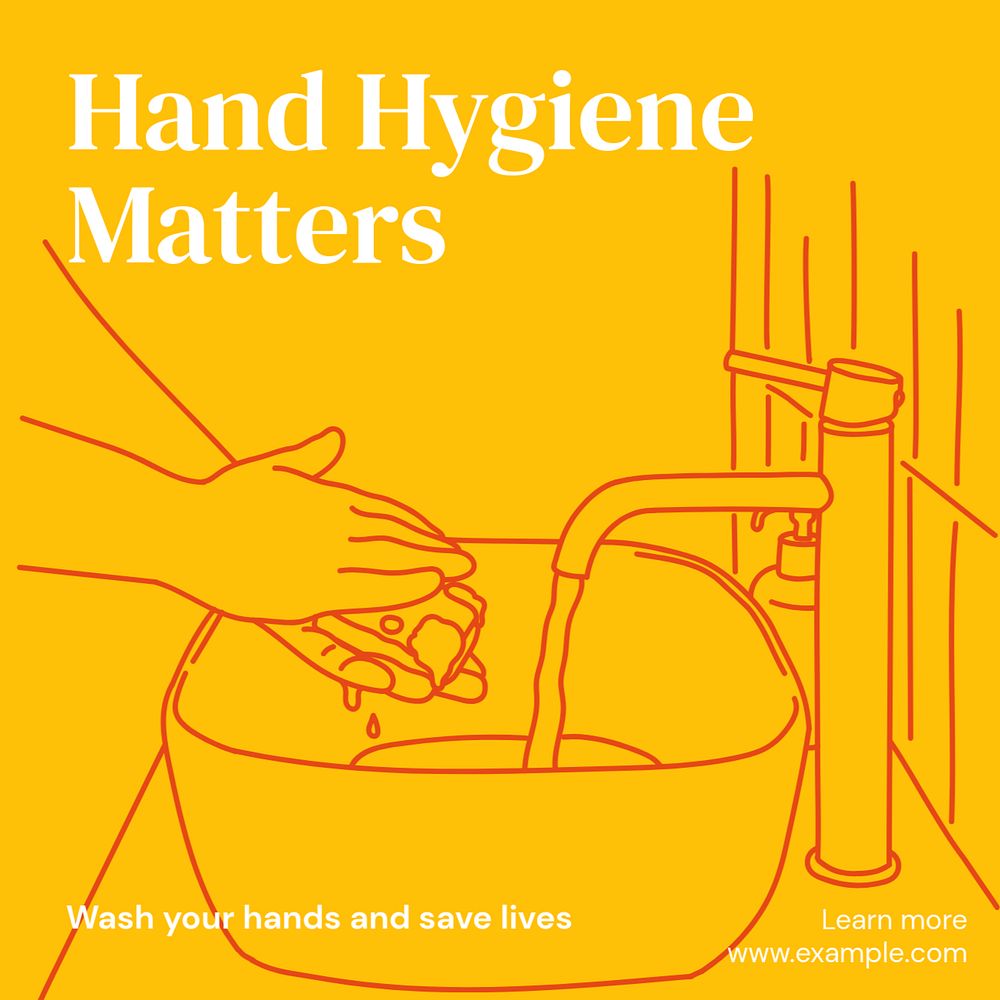 Hand hygiene Instagram post template, editable text