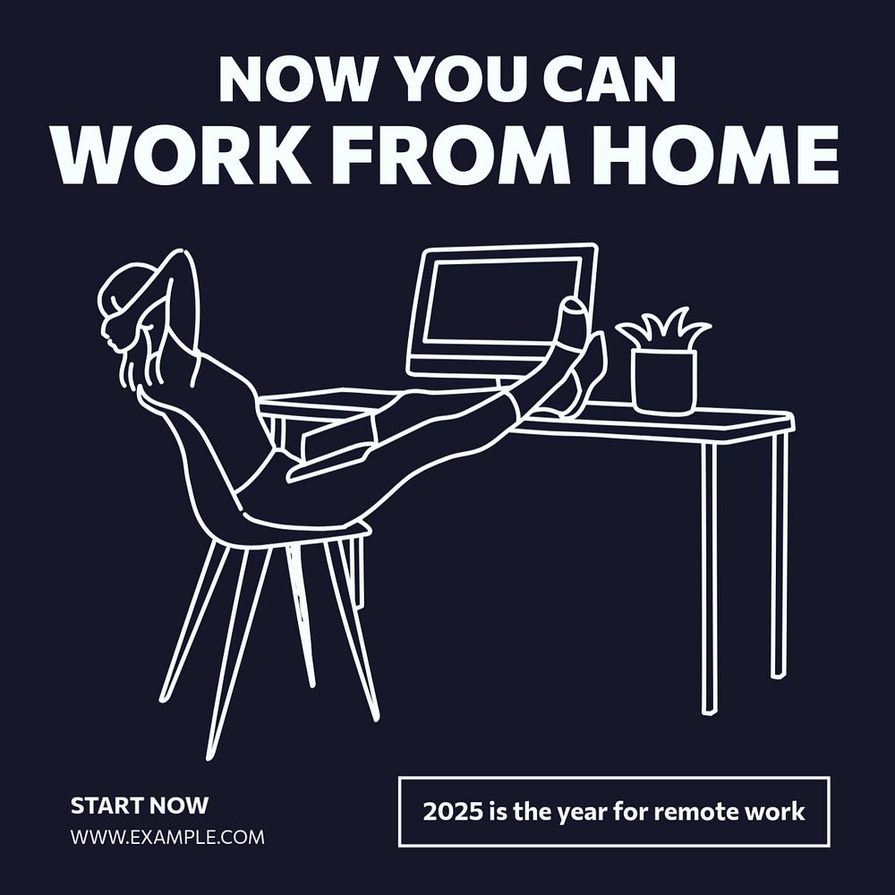 Work from home Instagram post template, editable text