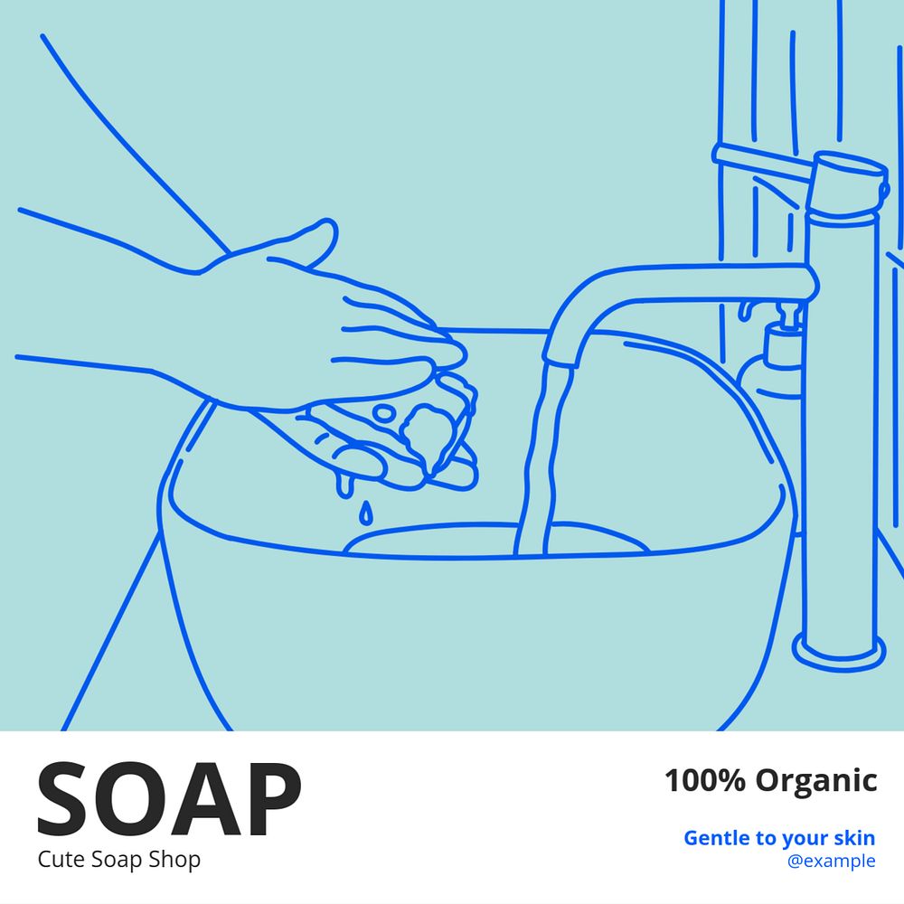 Organic soap product Instagram post template, editable text