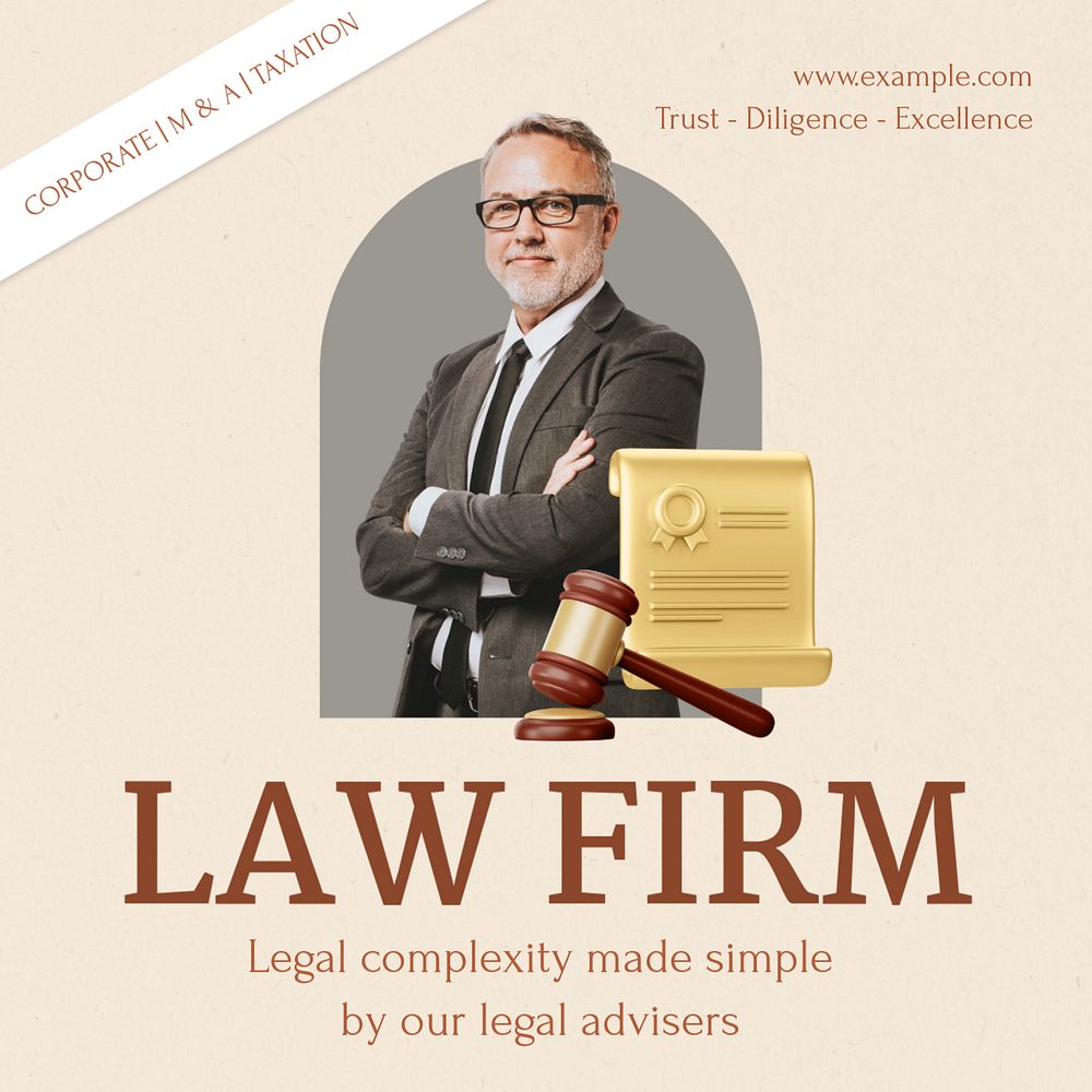 Law firm Instagram post template, editable text