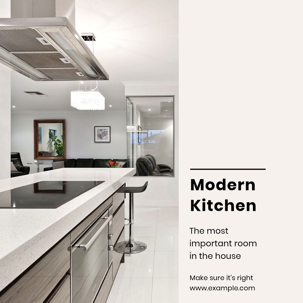 Kitchen design Instagram post template, editable text