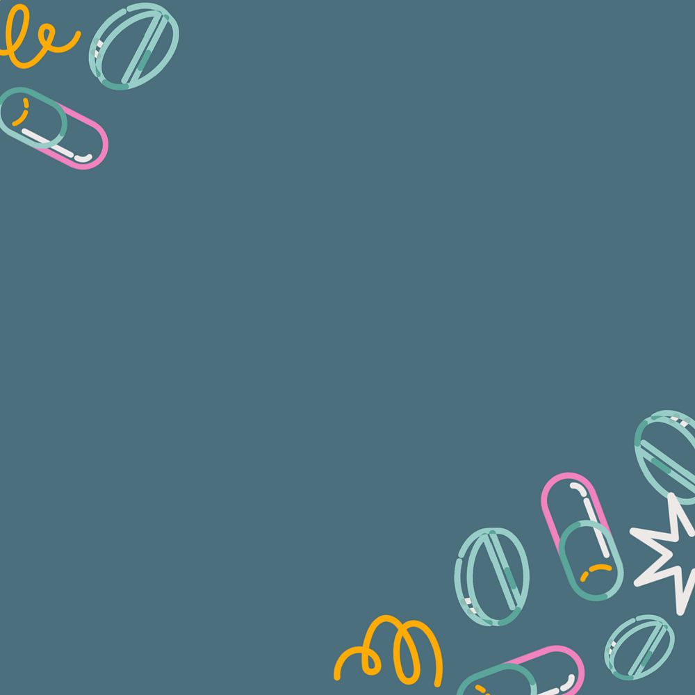 Medical pills, colorful doodle line art, editable design