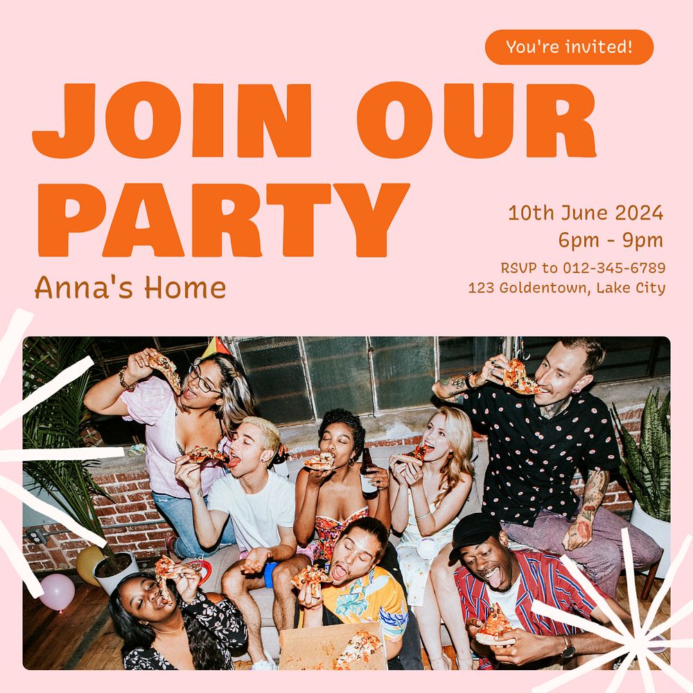 Join our party Instagram post template, editable text