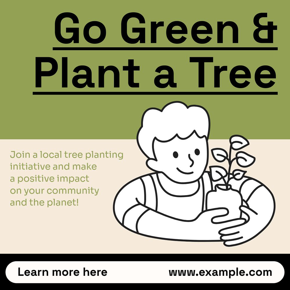 Plant a tree Instagram post template, editable text