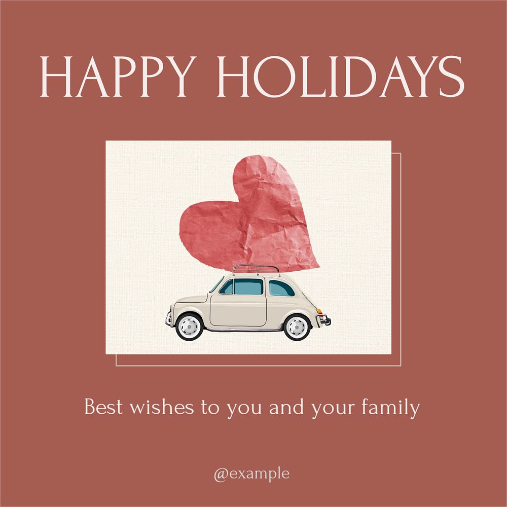 Happy holidays Instagram post template, editable text