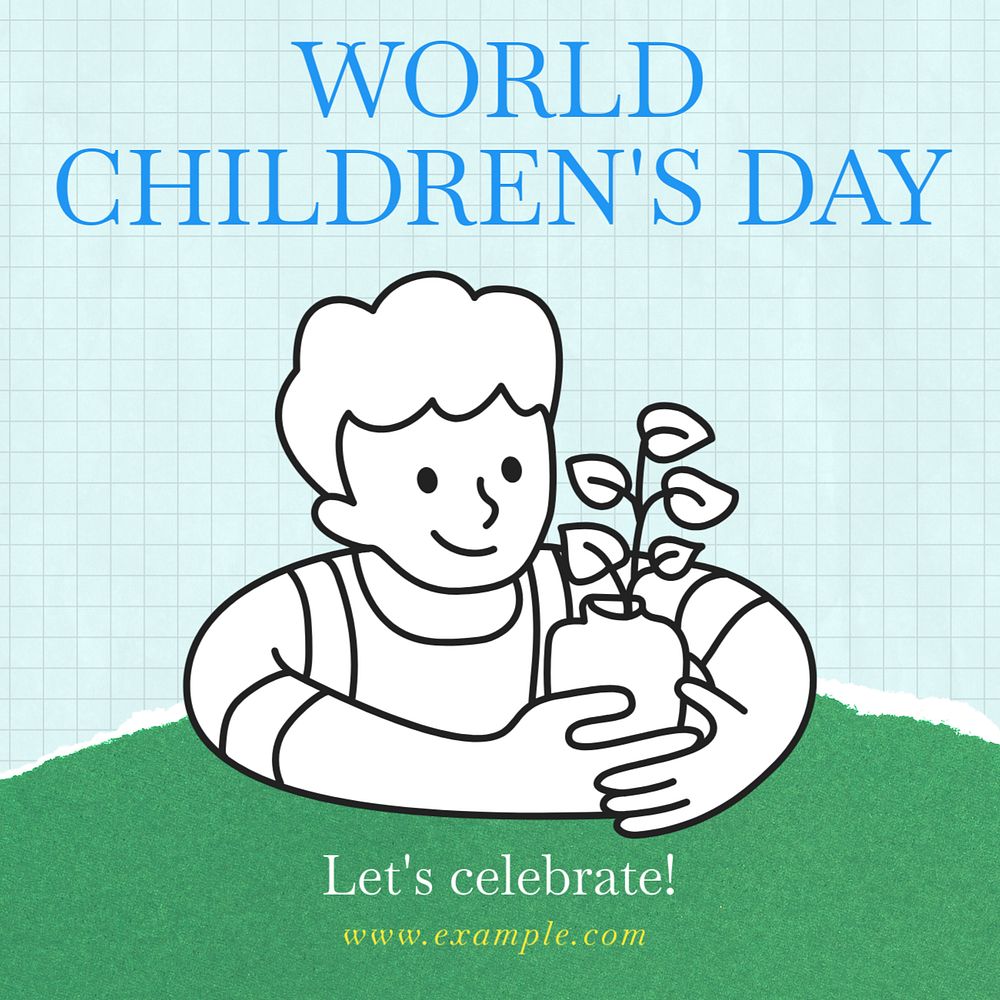 Children's day Instagram post template, editable text