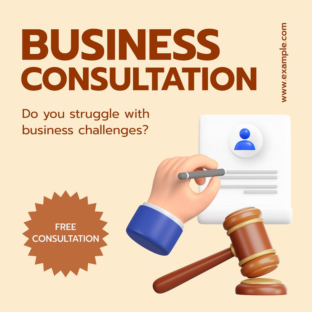 Business consultation Instagram post template, editable text