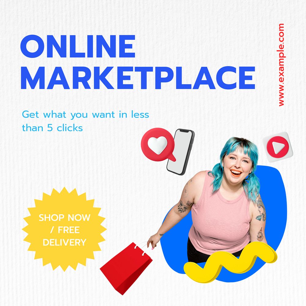 Online marketplace Instagram post template, editable text