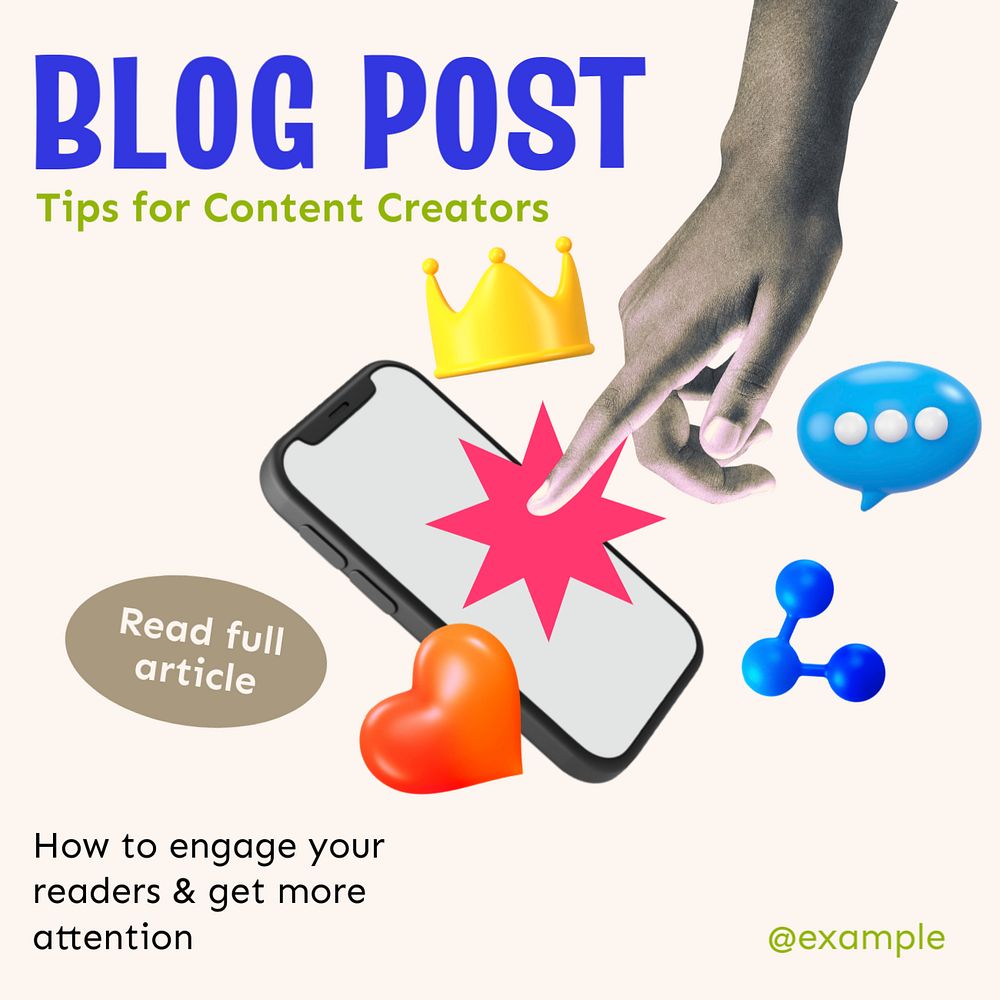 Blog post Instagram post template, editable text