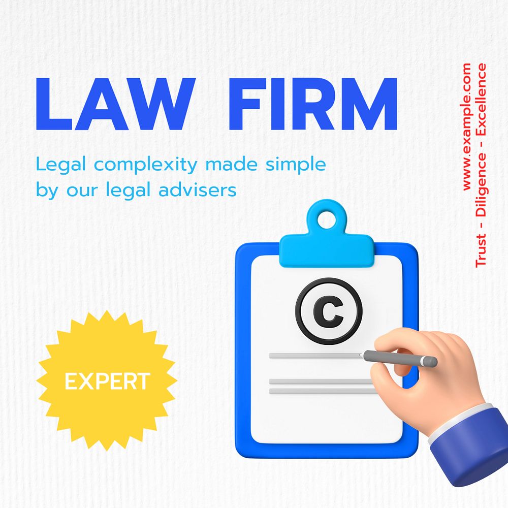 Law firm Instagram post template, editable text