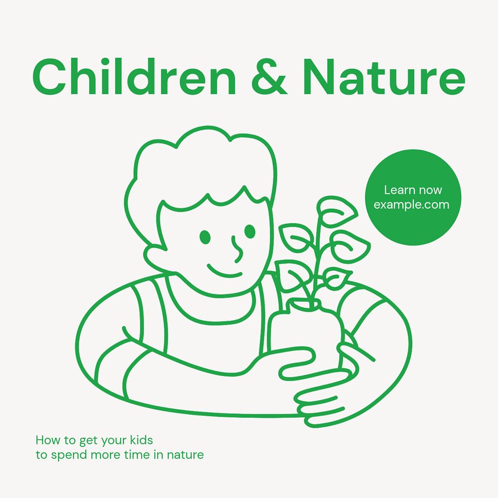 Children & nature Instagram post template, editable text