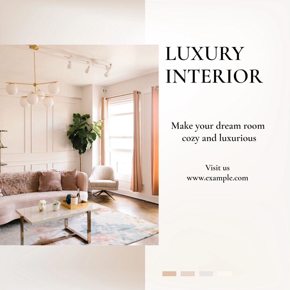 Luxury interior Instagram post template, editable text