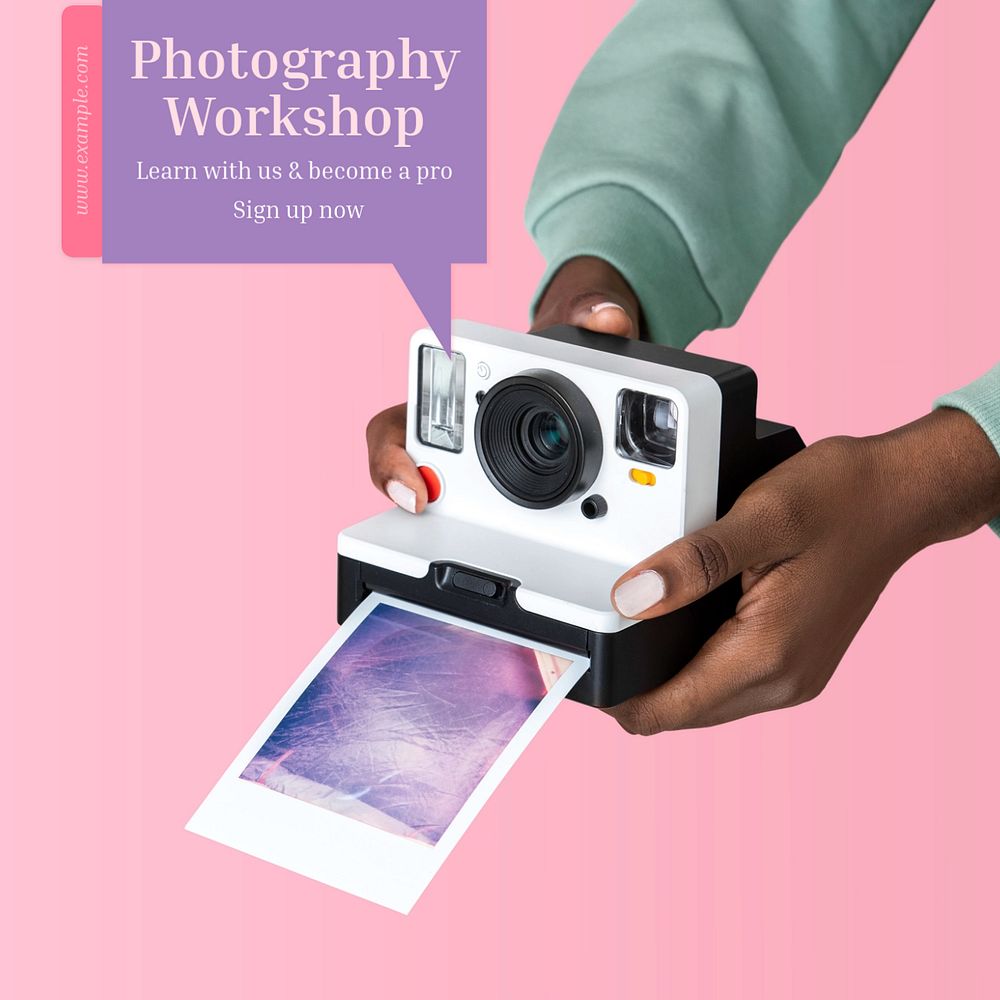 Photography workshop Instagram post template, editable text