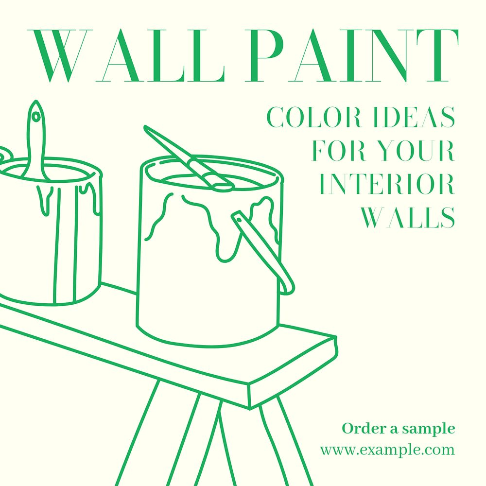 Wall paint Instagram post template, editable text