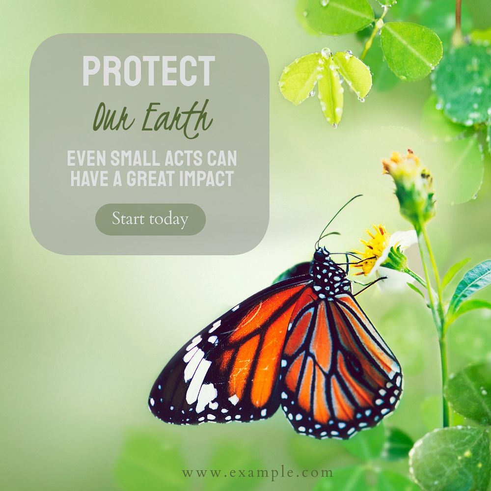 Protect our Earth Instagram post template, editable text