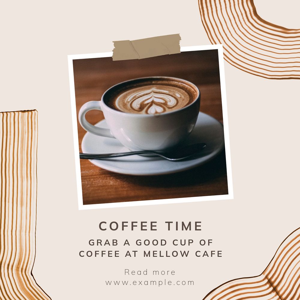 Coffee time  Instagram post template, editable text