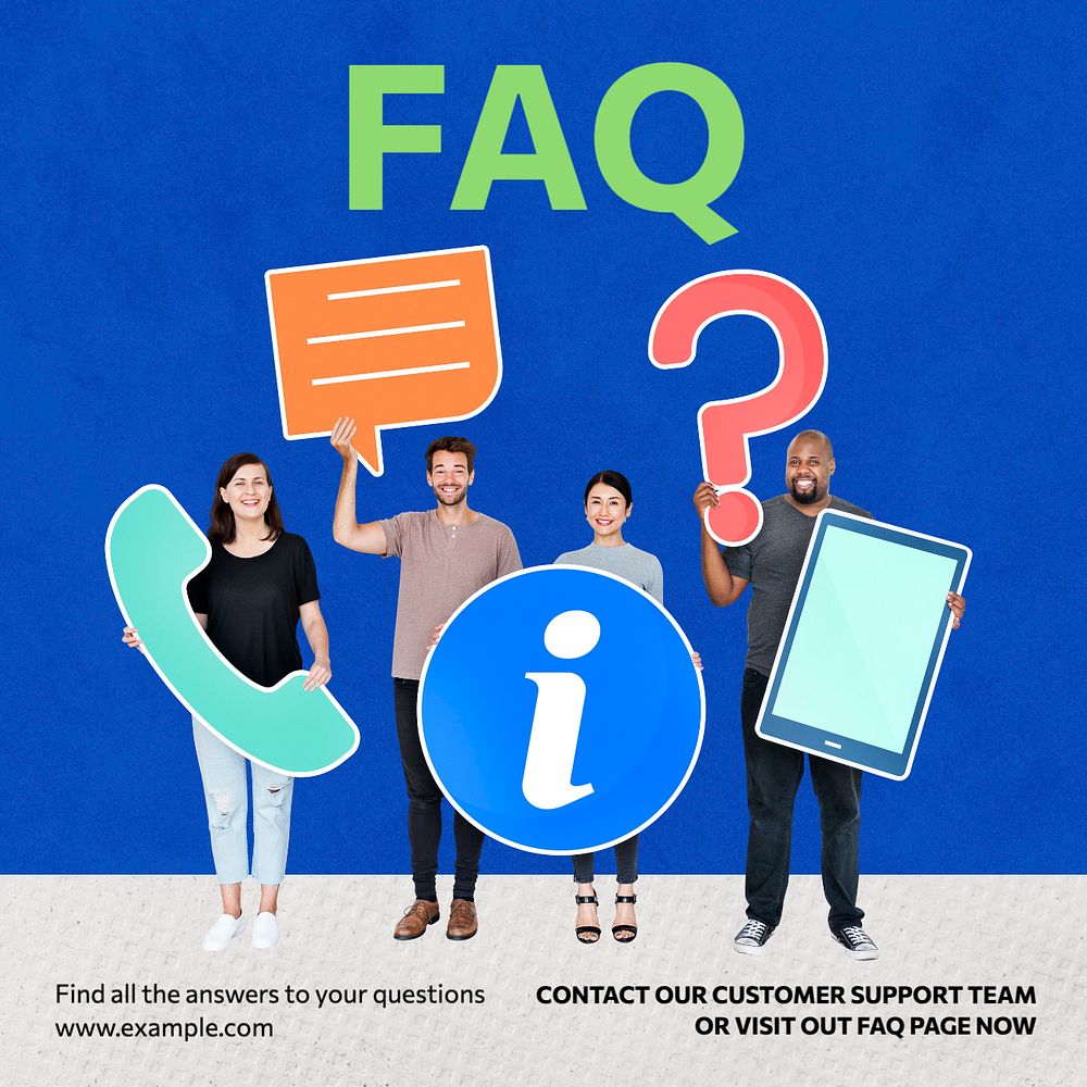 FAQ page Instagram post template, editable text