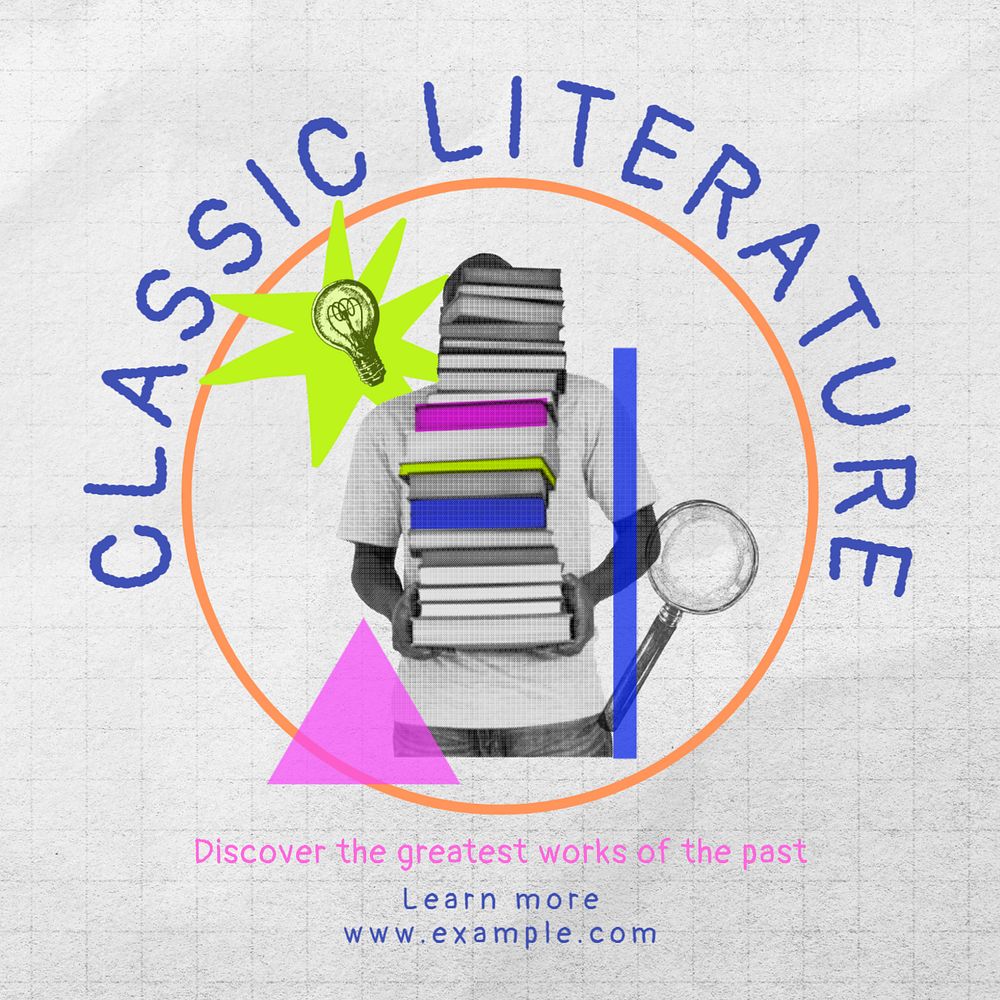 Classic literature Instagram post template, editable design
