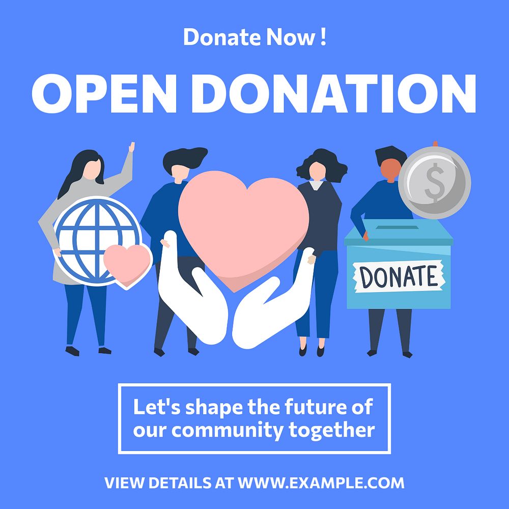 Open donation Instagram post template, editable text