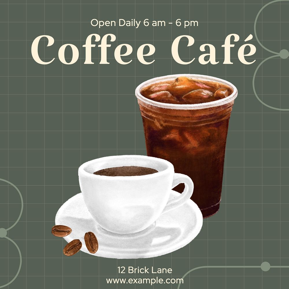 Coffee cafe Instagram post template, editable text