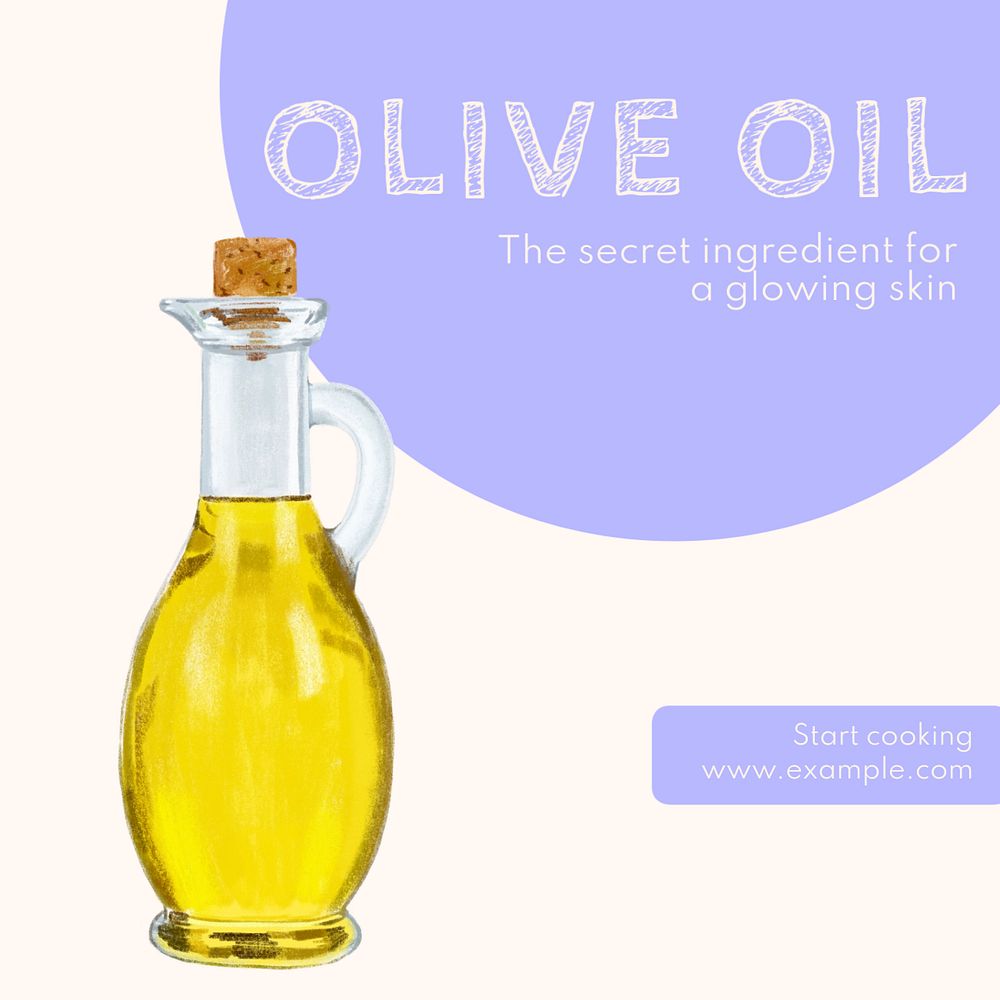 Olive oil Instagram post template, editable text