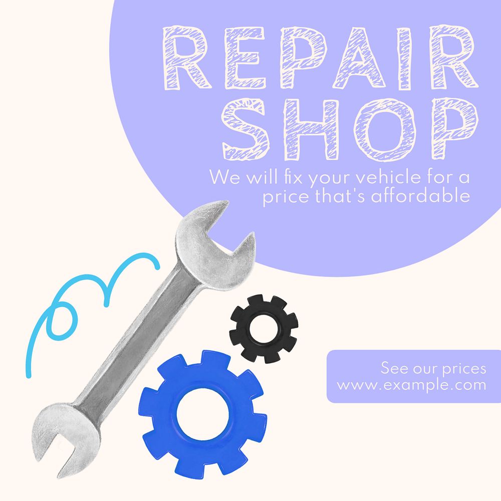 Repair shop Instagram post template, editable text