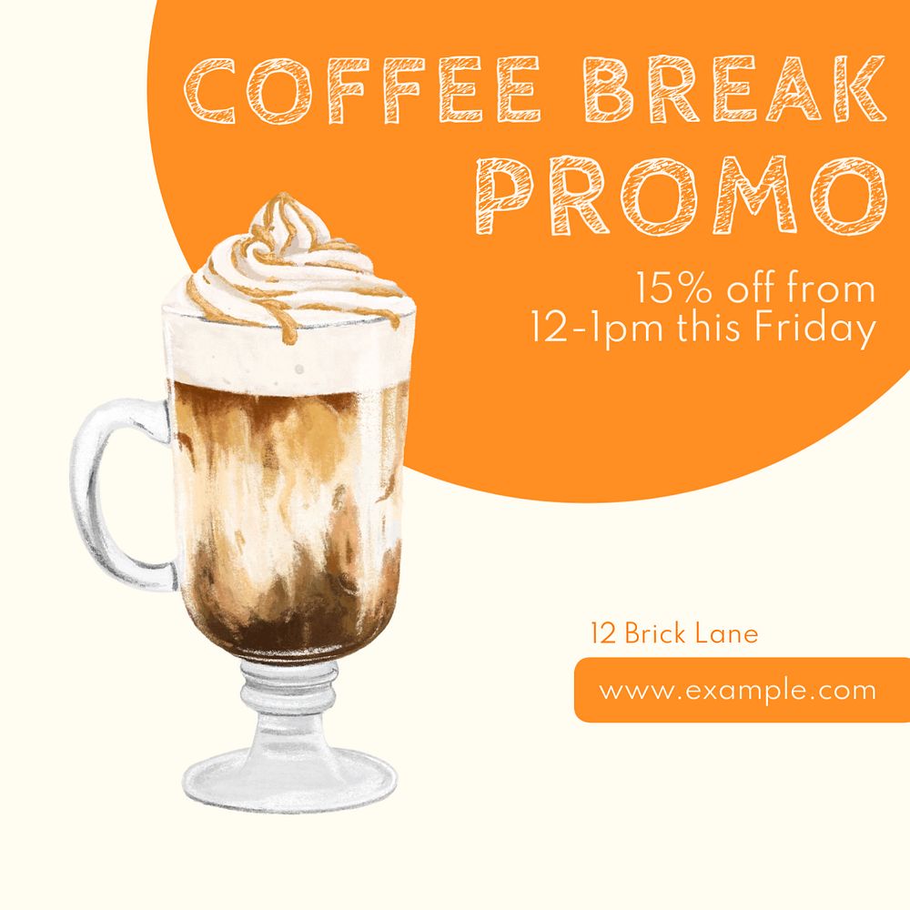 Coffee break promotion Instagram post template, editable text