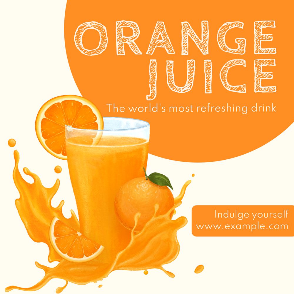 Orange juice Instagram post template, editable text