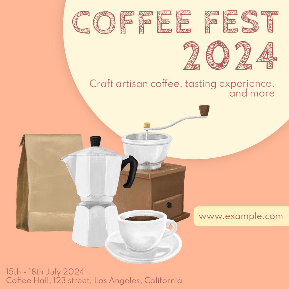 Coffee fest Instagram post template, editable text