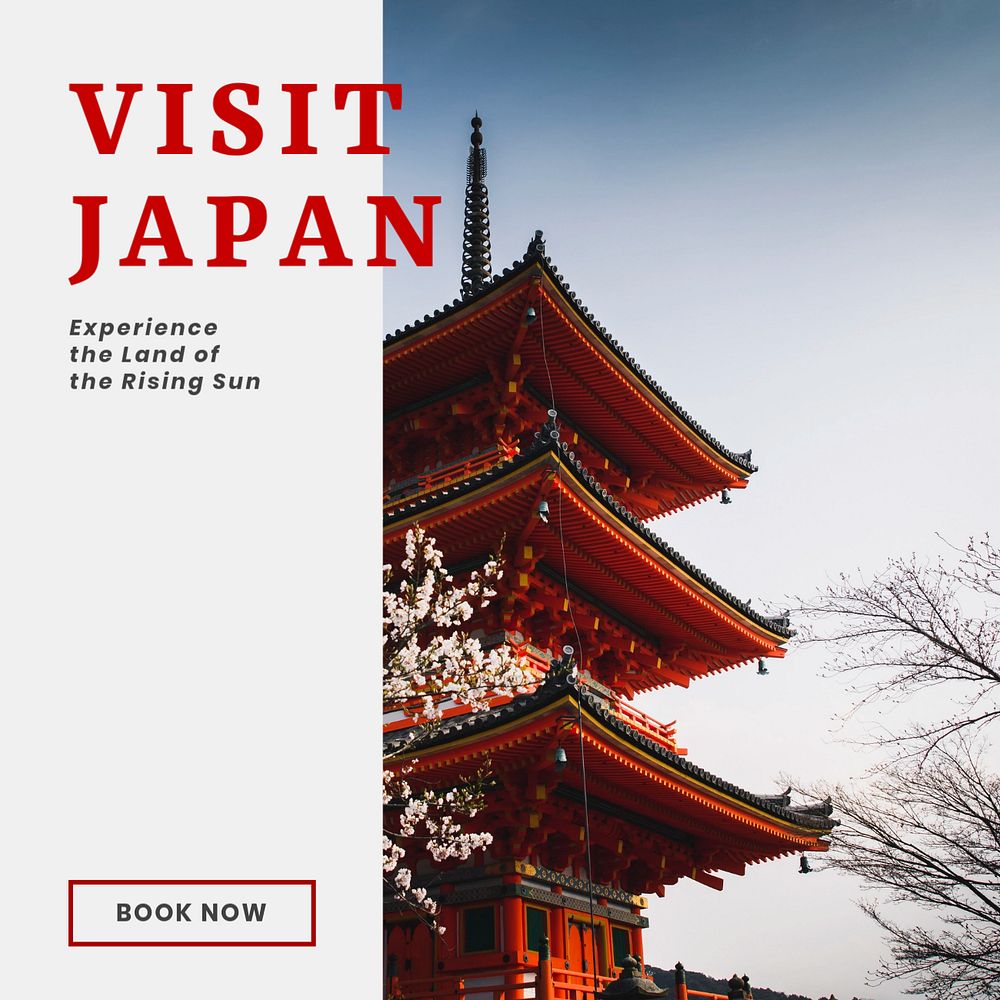 Visit japan Instagram post template, editable text