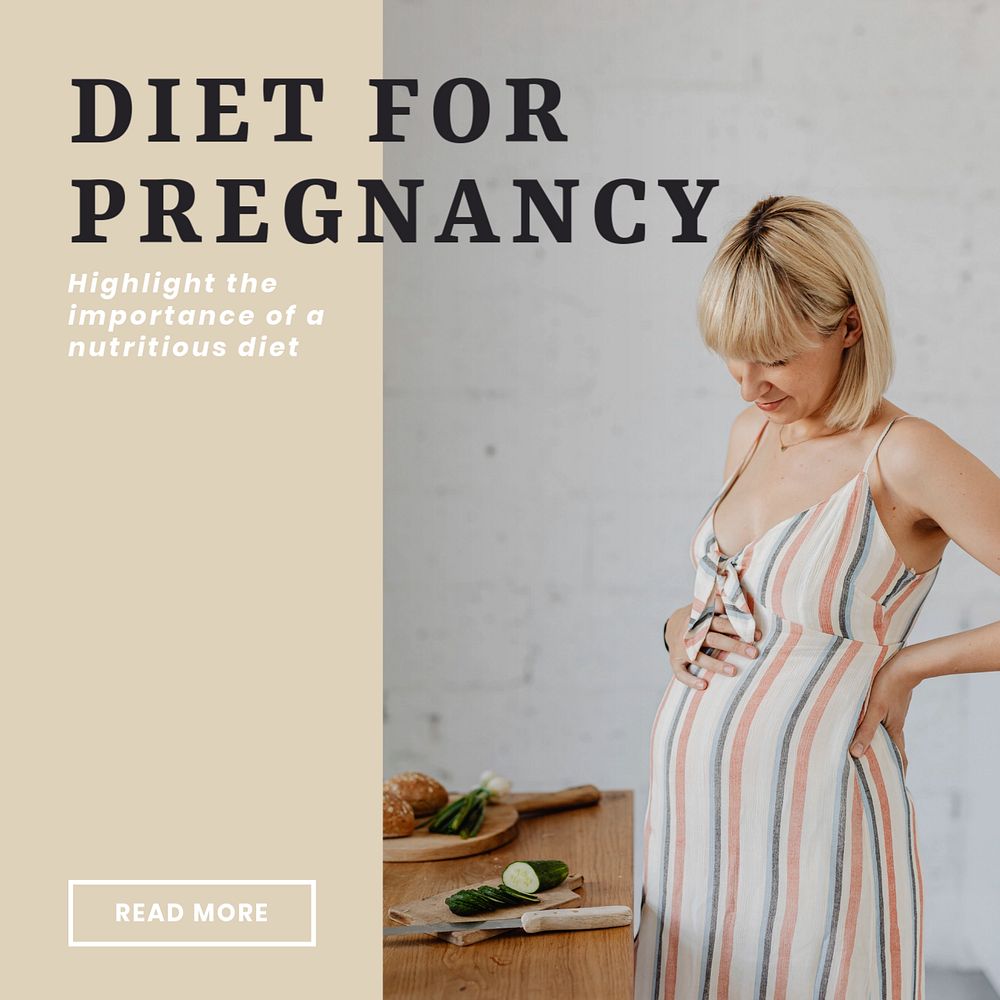 Pregnancy diet Instagram post template, editable text